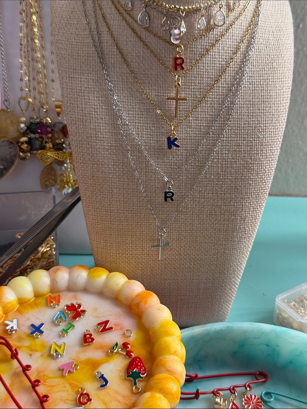 Gold plated Initial necklace over stainless steel ,chose your options - Picture 7 of 9